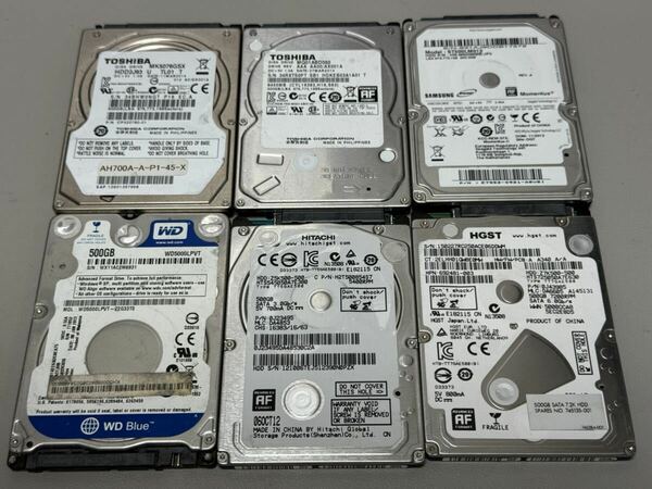 【ジャンク】2.5インチ HDD ハードディスク 500GB 6個セット B