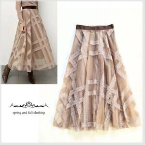  as good as new! ultimate beautiful goods * SNIDEL Snidel *chu-ru enough! color scheme embro Ida relay s check skirt! pink beige 0 N2