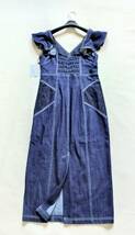 タグ付き♪新品＊ Herlipto ハーリップトゥ【定価2.2万】Ruffled Shoulder Denim Midi Dress 肩フリル デニム ワンピース♪インディゴM N2_画像8