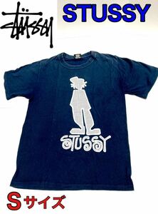 【中古・希少デザイン】 STUSSY ステューシー シャドーマン ネイビー Sサイズ 半袖 Tシャツ 入手困難品！早い者勝ち！