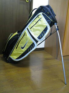  used Nike Golf stand type caddy bag 8. break up black * yellow hood, shoulder attaching 