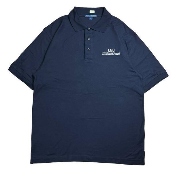 ポロシャツ　半袖　ゴルフ　ワンポイント　刺繍　ロゴ　企業　ネイビー　シンプル