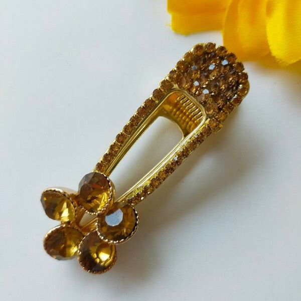 茶色花ヘアクリップ 5.5cm/2cm 合金 ヘアアクセサリー 髪飾り