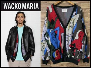 ◆ XL 即完売 美品 WACKO MARIA ワコマリア 22SS 天国東京百女柄図 KNIT JACQUARD CARDIGAN 裸婦 ヌード柄 ニット ジャガード カーディガン