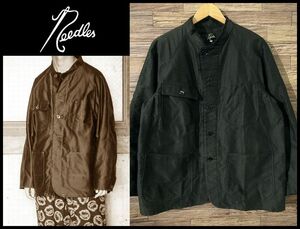 ◆ 美品 定価35,200円 Needles ニードルズ ネペンテス DI094 Chore Coat Cotton Moleskin チョア コート コットン モールスキン 光沢 黒 S