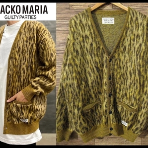 送無 2～3回着用の極美品 WACKO MARIA ワコマリア 22FW LEOPARD MOHAIR CARDIGAN TYPE-2 22FW-WMK-KN13 レオパード モヘア カーディガン L