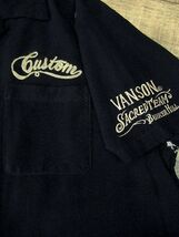 送料無料 XL 美品 VANSON バンソン チェーン 刺繍 ワンスター 半袖 オープンカラー レーヨン ボーリング シャツ ボックス バイカー バイク_画像4