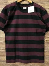 ◆ 42 (XL) 新品 タグ付 THE FLAT HEAD フラットヘッド BT-08W BORDER T-SHIRT コーマ糸度詰 天竺コットン100% 半袖 ボーダー Tシャツ 紫黒_画像2