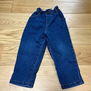デビロック 楽デニム ハイウェストテーパードパンツ ネイビー