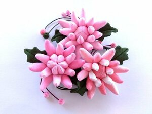 ちりめん細工 菊 きく 3連 つるし飾り 縮緬 手作り 逸品 ハンドメイド 手芸品 507