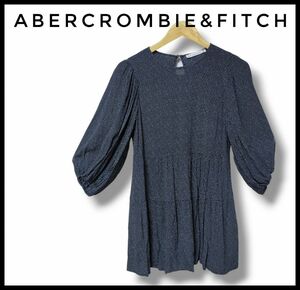 Abercrombie&Fitch　黒　ドット　トップス　レディース　チュニック ブラウス 七分袖 黒 ブラック カットソー