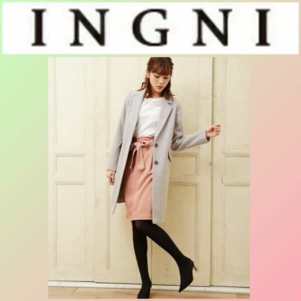 INGNI イング サッシュ付スエード Iライン スカート ピンク