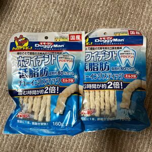 ドギーマン　ホワイデント　低脂肪　チューイングスティック　ミルク味　160g(約20本)