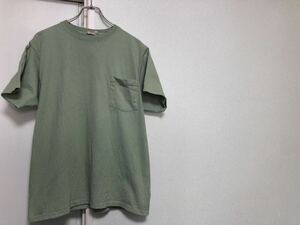 【送料込み】MADE IN USA アメリカ製 グッドウェアーGOODWEARポケット付き TシャツポケT 半袖Tシャツ size L 若草色薄緑