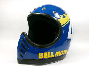  most the first period! 70s BELL MOTO 3 blue x yellow 7 1/4 eyes deep has processed .M* bell Moto 3 Moto Star MOTO III 500TX STAR off-road motocross Dirt Bike 