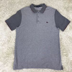  Burberry London polo-shirt with short sleeves tops hose Logo embroidery gray bai color made in Japan men's size L grey BURBERRYLONDON