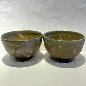 抹茶碗　抹茶茶碗　茶器　お椀　陶器　鶯色　２客セット　　