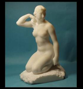 【金富士】日展評議員・参与『北村正信』作 大理石彫刻裸婦像「若い女」　秀逸作　本物保証 木箱あり