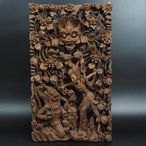 【金富士】値下げ中　時代物　仏教美術　透かし彫り木彫　一枚板彫り　49×28.5ｃｍ　