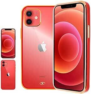 シズカウィル iPhone12 mini ケース カバー サイドメッキ加工 メッキ2 クリアケース Red(赤色