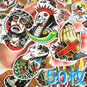 グラフィックアート ステッカー 【50枚】 オールドスクール タトゥー シール　ミュージシャン　ドクロ　ロック　ロックバンド