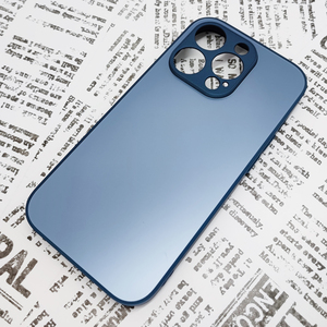 ★ iPhone 14Pro ガラス背面シリコンケース [27]ブルー (3)