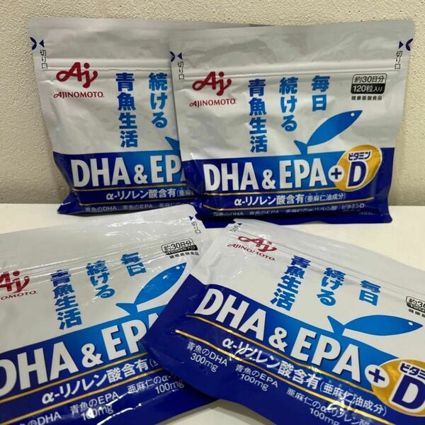 AJINOMOTO DHA＆EPA ＋ビタミンD 30日分 120粒 × 4袋