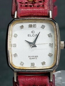 ELGIN エルジン FK-542F アナログ クォーツ 腕時計 スモールサイズ スクエア文字盤 2針 レザーベルト ステンレススチール 新品電池交換済み