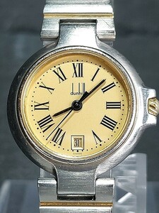 美品 Dunhill ダンヒル ミレニアム アナログ クォーツ 腕時計 スモールサイズ イエロー文字盤 デイトカレンダー メタルベルト ステンレス
