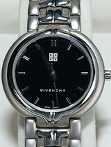 美品 箱付き GIVENCHY ジバンシイ SY.18.XV アナログ クォーツ 腕時計 ブラック文字盤 シルバー メタルベルト ステンレス 新品電池交換済み_画像1