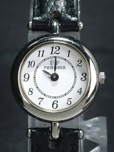 U.P renoma ユーピーレノマ アナログ クォーツ 腕時計 スモールサイズ ホワイト文字盤 シンプルデザイン レザーベルト 新品電池交換済み