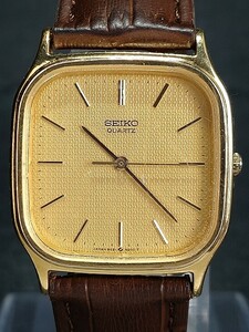 SEIKO セイコー 9021-5160 諏訪精工舎 アナログ クォーツ 腕時計 3針 ゴールド文字盤 レザーベルト ステンレススチール シンプルデザイン