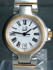 美品 Dunhill ダンヒル ミレニアム アナログ クォーツ 腕時計 スモールサイズ ホワイト文字盤 デイトカレンダー メタルベルト ステンレス