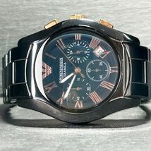 EMPORIO ARMANI エンポリオ アルマーニ セラミカ AR-1410 腕時計 クオーツ クロノグラフ セラミック ブラック ピンクゴールド 電池交換済_画像4