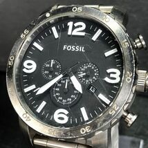 FOSSIL フォッシル JR1353 腕時計 アナログ クオーツ ブラック文字盤 ステンレススチール クロノグラフ 新品電池交換済み 動作確認済み_画像3