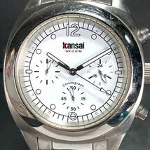 Kansai カンサイ KK0815 腕時計 アナログ クオーツ クロノグラフ ホワイト文字盤 ステンレススチール メンズ ３針 シルバー メタルベルト_画像3