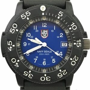 超美品 LUMINOX ルミノックス NAVY SEALS ネイビー シールズ 腕時計 クオーツ アナログ ラウンド ブルー ブラック 20気圧防水 カレンダー