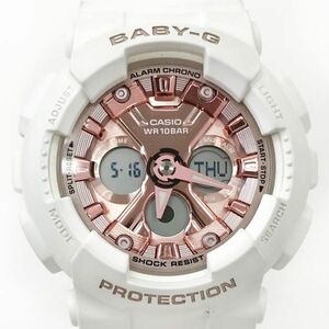 超美品 CASIO カシオ BABY-G ベビージー BA-130-7A1JF 腕時計 クオーツ アナデジ ラウンド ピンク ホワイト 樹脂ベルト 箱付き 動作確認済