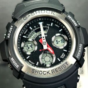 新品 CASIO カシオ G-SHOCK ジーショック AW-590-1AJF 腕時計 クオーツ アナデジ 多機能 ブラック×レッド ステンレススチール メンズ