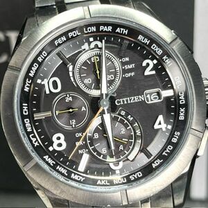  ограничение 1700шт.@30 anniversary commemoration очень красивый товар CITIZEN ATTESA Citizen Atessa Eko-Drive AT8165-51E солнечные радиоволны наручные часы titanium черный черный 