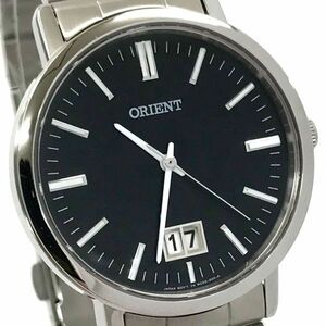  new goods ORIENT Orient big calendar WV0031WC wristwatch quarts analogue black silver simple box attaching stylish collection 