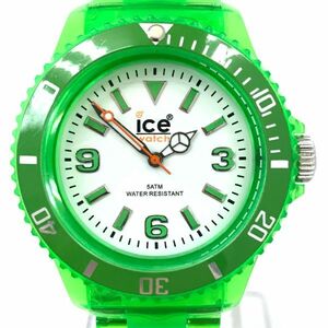 美品 ice watch アイスウォッチ アイスネオン 013614 腕時計 クオーツ アナログ ラウンド グリーン スケルトン コレクション 動作確認済
