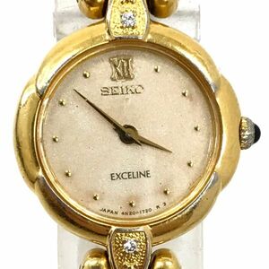 SEIKO セイコー EXCELINE エクセリーヌ 腕時計 4N20-1070 クオーツ アナログ ダイヤモンド ゴールド 新品電池交換済み 動作確認済