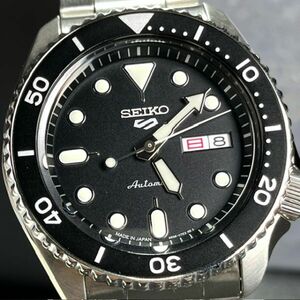 流通限定 新品 SEIKO セイコー SPORTS セイコー5 スポーツ SBSA005 メカニカル 腕時計 自動巻き デイデイト カレンダー ブラック 手巻き