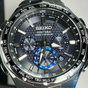 新品 SEIKO セイコー COUTURA セイコー コーチュラ SSG021P1 クロノグラフ 腕時計 電波ソーラー ブラック ワールドタイム アナログ メンズ