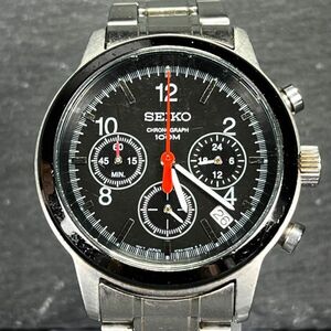 SEIKO セイコー SSB011P1 メンズ 腕時計 アナログ クオーツ クロノグラフ デイト ブラック文字盤 シルバー メタルベルト 新品電池交換済み