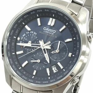  прекрасный товар CASIO Casio LINEAGElinie-jiLIW-M610D-2A наручные часы MULTIBAND6 радиоволны солнечный дыра ro ground темно-синий серебряный хронограф 