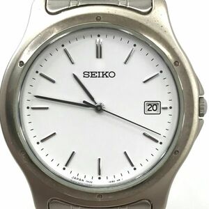 美品 SEIKO セイコー 7N32-0150 腕時計 クオーツ アナログ ラウンド ホワイト シルバー カレンダー コレクション シンプル 動作確認済み