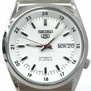SEIKO セイコー SEIKO5 SNK559J1 7S26-02C0 腕時計 自動巻き アナログ ラウンド ホワイト シルバー スケルトン コレクション 動作確認済み