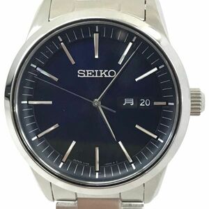 美品 SEIKO セイコー SPIRIT スピリット SBPX121 V158-0AM0 腕時計 クオーツ アナログ ラウンド ネイビー シルバー シンプル 動作確認済み